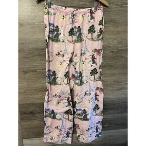 Nick & Nora Pajama Pants Pink Poodle Chez Paris Sz Small